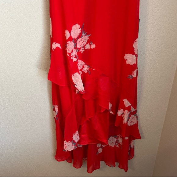 NWT, Lulus Love in Bloom Red Floral Print Off-the-Shoulder High-Low Dress, S - Picture 7 of 15
